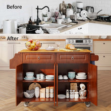 Load image into Gallery viewer, Lofka 52 - Inch Kitchen Island with Storage on Wheels with Wood Drop Leaf, Ideal for Small Kitchens