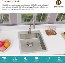 Load image into Gallery viewer, 17 in Bar Sink Drop in - Small Kitchen Sink, Modern 18 Gauge Stainless Steel Sink with Brushed Finish, 17"x19"x6" Single Bowl Kitchen Sinks for RV, Prep, and Outdoor Use