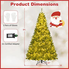 Load image into Gallery viewer, 6/7/8FT Pre-Lit Artificial Christmas Tree, Hinged Xmas Tree with Remote, Warm White LED Lights, Timer, Adjustable Lighting Modes for Holiday Decor