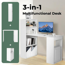 Load image into Gallery viewer, 48" Computer Desk with 6-Tier Storage Shelves, 3-in-1 Reversible Writing Desk w/ Bookshelf &amp; CPU Stand, Space-Saving Home Office Workstation