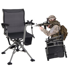Load image into Gallery viewer, 360° Swivel Hunting Chair, Portable Deer Blind Chair Sniper Seat with Adjustable Shooting Rest, Extendable Aluminum Legs &amp; Carrying Strap for Camping