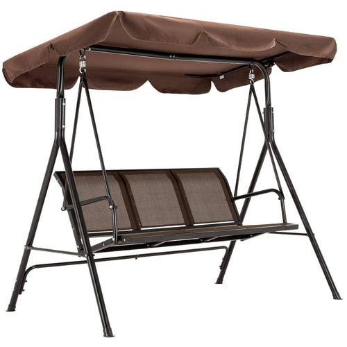 Mcombo Outdoor Patio Canopy Swing Chair 3-Person, Steel Frame Textilence SEATS Swing Glider, 4507