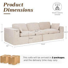 Load image into Gallery viewer, AECOJOY 110" Oversized Sofa for Living Room, 3 Seater Cloud Boneless Couch with Fluffy Seat Cushions
