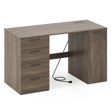 Load image into Gallery viewer, 53" Computer Desk with 4 Storage Drawers &amp; Cabinet, Home Office Desk w/ Charging Station, Adjustable Shelf &amp; Cable Management for Study, Makeup