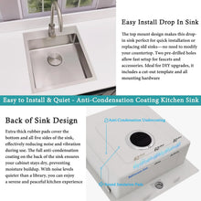 Load image into Gallery viewer, 17 in Bar Sink Drop in - Small Kitchen Sink, Modern 18 Gauge Stainless Steel Sink with Brushed Finish, 17"x19"x6" Single Bowl Kitchen Sinks for RV, Prep, and Outdoor Use