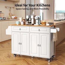 Load image into Gallery viewer, Lofka 52 - Inch Kitchen Island with Storage on Wheels with Wood Drop Leaf, Ideal for Small Kitchens