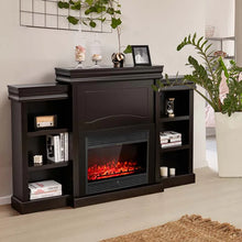 Load image into Gallery viewer, 70" Fireplace Mantel TV Stand with Storage Shelves, Freestanding Wood Media Console for 28.5" Fireplace Insert, Living Room &amp; Bedroom