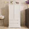 Aiho Storage Cabinet with 2 Doors & 2 Drawer, Pantry Cabinet for Kitchen, Studio, Living Room - White