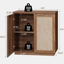 Load image into Gallery viewer, Hommpa Sideboard Buffet Cabinet Rattan Kitchen Storage Organizer with 5 - Position Adjustable Shelf &amp; 2 Doors Boho Farmhouse Accent Cabinets TV Console for Living Dining Room Coffee Bar