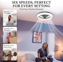 Load image into Gallery viewer, Cannonx 14 Low Profile Ceiling Fans with Lights and Remote, Modern Fandelier Ceiling Fan with Light, 6 Speeds, 3 Lighting Modes 3500K - 5500K, Flush Mount for Bedroom, LED 2200 Lumens