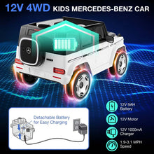 Load image into Gallery viewer, 12V 4WD Kids Ride On Car, Licensed Mercedes-Benz EQG Battery Powered Electric Vehicle with Remote Control &amp; Music