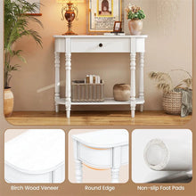 Load image into Gallery viewer, 36" 2-Tier Retro Console Table with Storage Drawer &amp; Open Shelf, Solid Wood Narrow Entryway Sofa Table for Living Room, Foyer &amp; Hallway