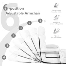 Load image into Gallery viewer, Folding Lazy Sofa Floor Chair with 6-Position Adjustable Backrest, Lumbar Pillow &amp; Armrests, Indoor Chaise Lounge Sofa for Gaming, Living Room