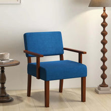Load image into Gallery viewer, Modern Accent Chair Linen Armchair with Rubber Wood Frame, Mid Century Upholstered Reading Chair for Living Room Bedroom Reception