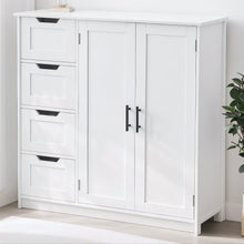 Load image into Gallery viewer, Ktaxon Wooden Bathroom Floor Cabinet with 4 Drawers &amp; 1 Cupboard for Living Room Entryway, White