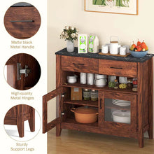 Load image into Gallery viewer, Sideboard Buffet Cabinet, Coffee Bar Cabinet with 2 Drawers, Faux Marble Top, Kitchen Storage Cabinet for Living Room Entryway