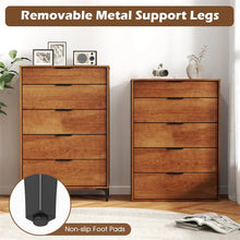 Load image into Gallery viewer, Mid Century Modern 5-Drawer Dresser, Wooden Chest of Drawers with Interlock System, Anti-Tip Kit &amp; Metal Legs for Bedroom, Living Room, Hallway
