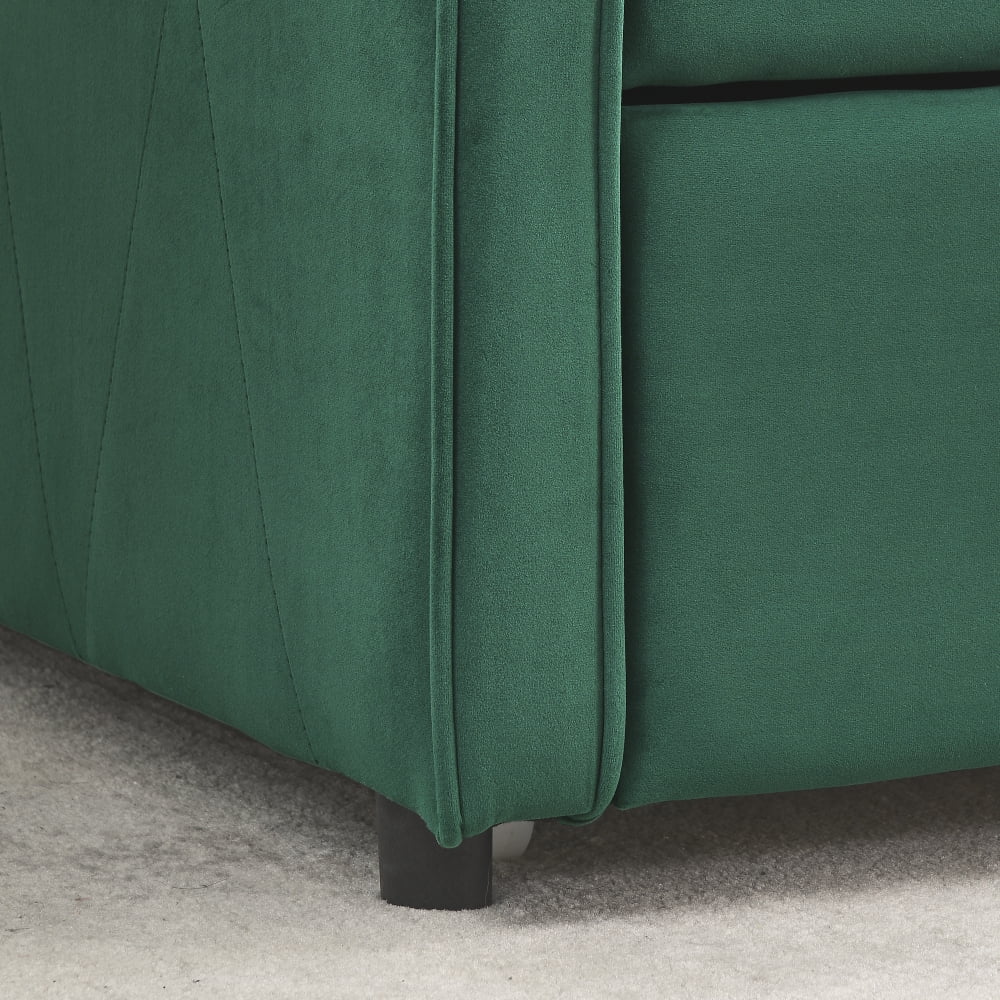 Twin Size Daybed with Trundle, Modern Button Tufted Linen Upholstered Sofa Day Bed Frame with A Roll - Out Trundle, Bedframe Furniture for Bedroom Living Room Guest Room, Green