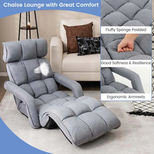 Load image into Gallery viewer, 6-Position Adjustable Floor Sofa Bed, Folding Lazy Sofa Chaise Lounger Recliner with Armrests &amp; Footrests for Living Room, Bedroom &amp; Gaming