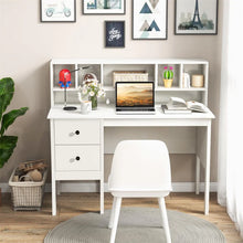 Load image into Gallery viewer, 48" Home Office Desk with Power Outlets, USB &amp; Type-C Charging Station, Modern Writing Desk w/ 5-Cubby Hutch &amp; Drawers for Study Makeup Vanity - Black