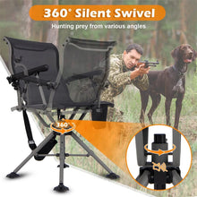 Load image into Gallery viewer, 360° Swivel Hunting Chair, Portable Deer Blind Chair Sniper Seat with Adjustable Shooting Rest, Extendable Aluminum Legs &amp; Carrying Strap for Camping