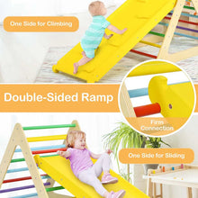 Load image into Gallery viewer, 5 in 1 Kids Triangle Climber Play Gym Set with Double Sided Ramps, Indoor Toddler Wooden Climbing Toys for Playground Daycare