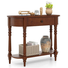 Load image into Gallery viewer, 36" 2-Tier Retro Console Table with Storage Drawer &amp; Open Shelf, Solid Wood Narrow Entryway Sofa Table for Living Room, Foyer &amp; Hallway