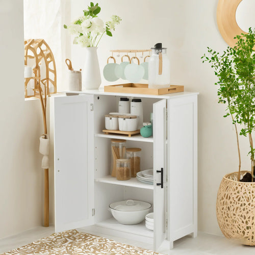 Ktaxon Wooden Bathroom Floor Cabinet with 4 Drawers & 1 Cupboard for Living Room Entryway, White