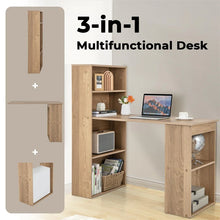 Load image into Gallery viewer, 48" Computer Desk with 6-Tier Storage Shelves, 3-in-1 Reversible Writing Desk w/ Bookshelf &amp; CPU Stand, Space-Saving Home Office Workstation
