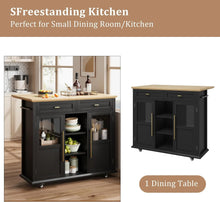 Load image into Gallery viewer, WALYWIK Foldable Kitchen Island Cart with Wheels, 2 Glass Doors, Spice Rack &amp; Towel Holder - Compact Mobile Storage Cart for Small Kitchens, Dining Rooms, Camping &amp; Rvs - Grey