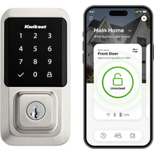 Load image into Gallery viewer, Kwikset Halo Touchscreen Wi - Fi Smart Deadbolt Hardware Lock with Smartkey Satin Nickel