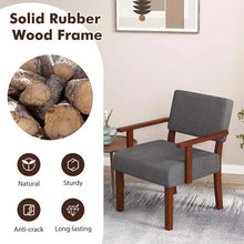 Load image into Gallery viewer, Modern Accent Chair Linen Armchair with Rubber Wood Frame, Mid Century Upholstered Reading Chair for Living Room Bedroom Reception