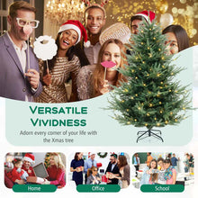Load image into Gallery viewer, 6/7/8 FT Pre-Lit Artificial Christmas Tree, Hinged Xmas Tree with 240/340/450 Warm White LED Lights, 8 Lighting Modes, 778/1090/1480 Branch Tips