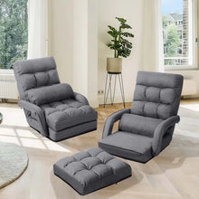 Load image into Gallery viewer, Folding Lazy Sofa Floor Chair with 6-Position Adjustable Backrest, Lumbar Pillow &amp; Armrests, Indoor Chaise Lounge Sofa for Gaming, Living Room