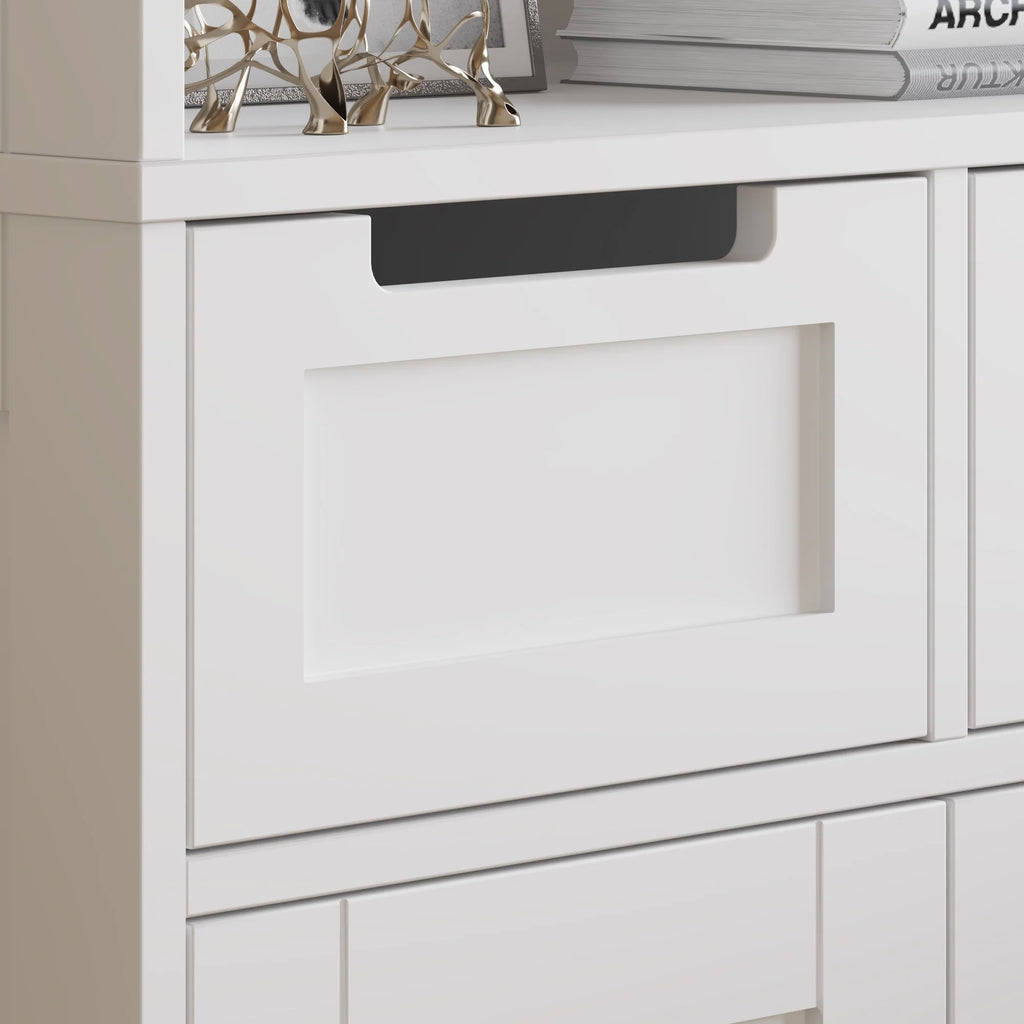 Ktaxon Wooden Bathroom Floor Cabinet with 4 Drawers & 1 Cupboard for Living Room Entryway, White