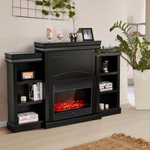 Load image into Gallery viewer, 70" Fireplace Mantel TV Stand with Storage Shelves, Freestanding Wood Media Console for 28.5" Fireplace Insert, Living Room &amp; Bedroom - Brown