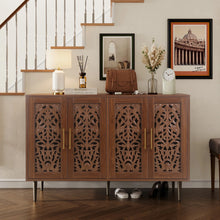 Load image into Gallery viewer, HLR 48" Accent Cabinet with 4 Doors, Vintage Hollow Carving Storage Credenza, Sideboards and Buffets Cabinet for Living Room, Kitchen, Dining Room, Entryway