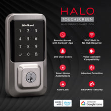 Load image into Gallery viewer, Kwikset Halo Touchscreen Wi - Fi Smart Deadbolt Hardware Lock with Smartkey Satin Nickel