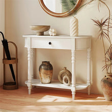 Load image into Gallery viewer, 36" 2-Tier Retro Console Table with Storage Drawer &amp; Open Shelf, Solid Wood Narrow Entryway Sofa Table for Living Room, Foyer &amp; Hallway