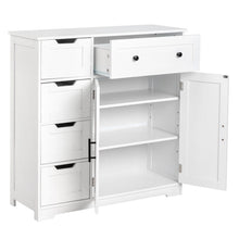 Load image into Gallery viewer, Ktaxon Wooden Bathroom Floor Cabinet with 4 Drawers &amp; 1 Cupboard for Living Room Entryway, White