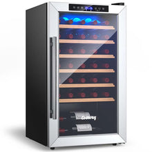 Load image into Gallery viewer, 20 Inch 33 Bottles Wine Cooler Refrigerator Built-In or Freestanding Mini Wine Fridge with 2-Layer Tempered Glass Door &amp; Dual Alarm Function