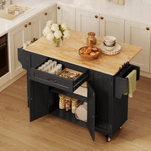 Load image into Gallery viewer, Noelse Kitchen Island with Storage, Island Table for Kitchen with Drop Leaf, Spice Rack, Towel Bar for Small Kitchens, White