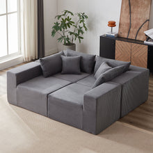 Load image into Gallery viewer, 104 - Inch Corduroy Modular L Shaped Sectional Sofa, Luxury Floor Couch Set, Upholstered Indoor Furniture, Foam - Filled Compressed Sofa for Living Room, Bedroom, 4 PC Free Combination ?