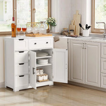 Load image into Gallery viewer, Ktaxon Wooden Bathroom Floor Cabinet with 4 Drawers &amp; 1 Cupboard for Living Room Entryway, White