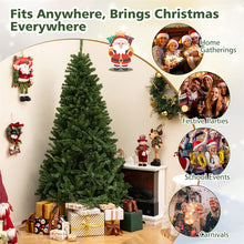 Load image into Gallery viewer, 6/7/8FT Pre-Lit Artificial Christmas Tree, Hinged Xmas Tree with Remote, Warm White LED Lights, Timer, Adjustable Lighting Modes for Holiday Decor