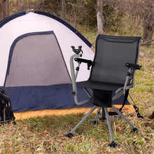 Load image into Gallery viewer, 360° Swivel Hunting Chair, Portable Deer Blind Chair Sniper Seat with Adjustable Shooting Rest, Extendable Aluminum Legs &amp; Carrying Strap for Camping