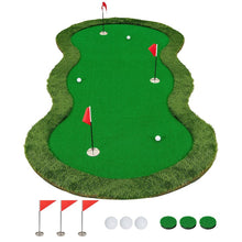Load image into Gallery viewer, 10FT x 5FT Golf Putting Green, Indoor Outdoor Professional Golf Practice Mat with 3 Holes &amp; Golf Balls, Golf Training Mat for Home Office, Backyard