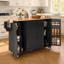 Load image into Gallery viewer, Noelse Kitchen Island with Storage, Island Table for Kitchen with Drop Leaf, Spice Rack, Towel Bar for Small Kitchens, White