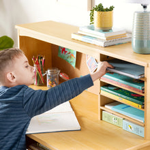 Load image into Gallery viewer, Guidecraft Kids Media Desk and Chair Set - Gray: Kids Desk and Chair Set, Study Table for Kids with Hutch and Shelf, Wood Bedroom Furniture Set