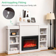 Load image into Gallery viewer, 70" Fireplace Mantel TV Stand with Storage Shelves, Freestanding Wood Media Console for 28.5" Fireplace Insert, Living Room &amp; Bedroom
